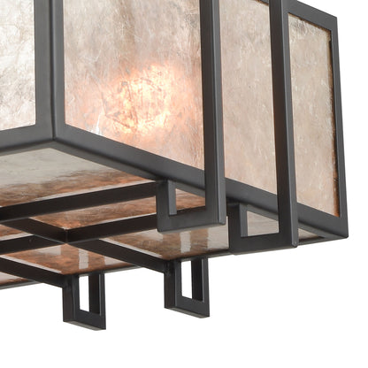 ELK SHOWROOM 16184/3 Stasis 3-Light Chandelier in Oil Rubbed Bronze with Tan and Clear Mica Shade