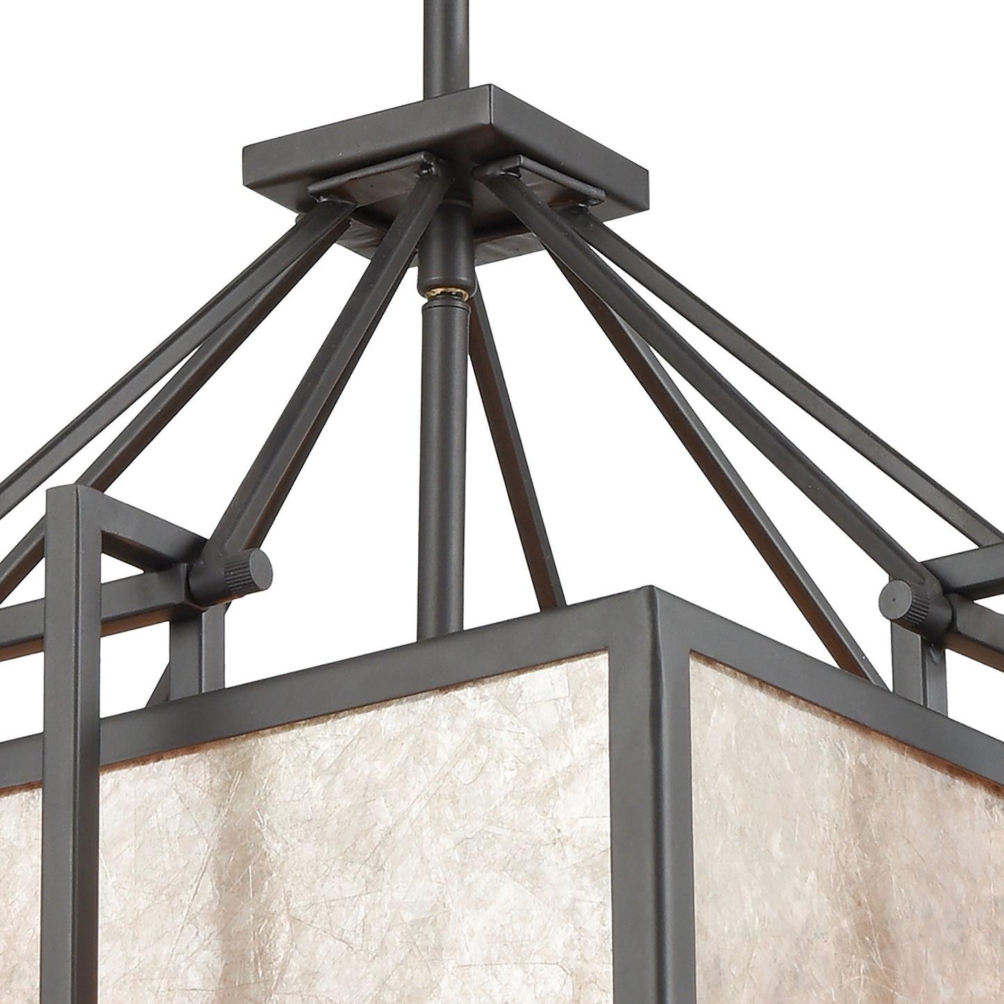 ELK SHOWROOM 16184/3 Stasis 3-Light Chandelier in Oil Rubbed Bronze with Tan and Clear Mica Shade