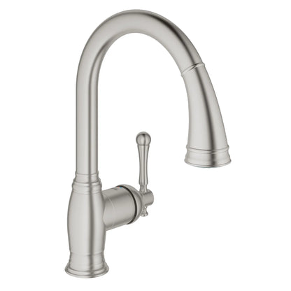 GROHE 33870DC2 Bridgeford Single-Handle Pull-Down Kitchen Faucet Dual Spray 1.75 GPM - Supersteel
