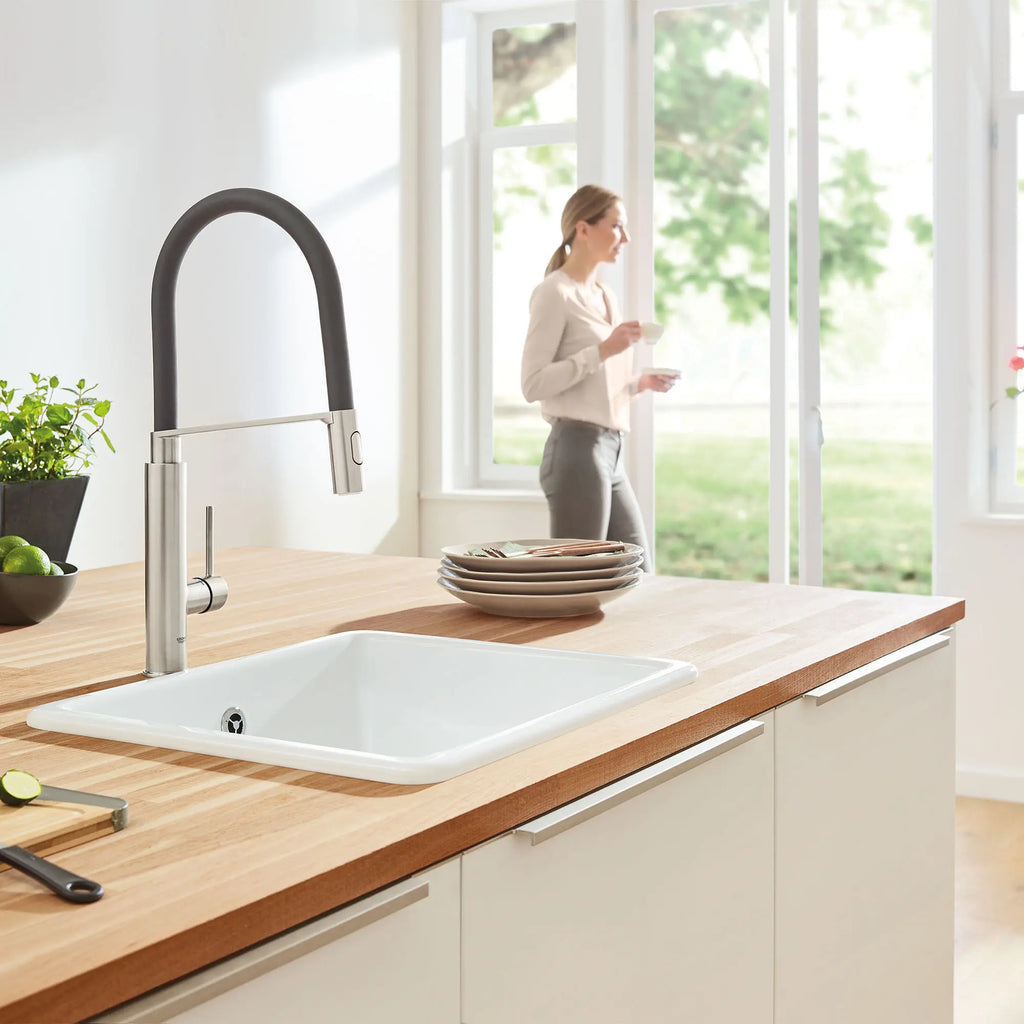 GROHE 31492DC0 Concetto Single-Handle Semi-Pro Dual Spray Kitchen Faucet 1.75 GPM - Supersteel