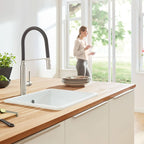 GROHE 31492DC0 Concetto Single-Handle Semi-Pro Dual Spray Kitchen Faucet 1.75 GPM - Supersteel