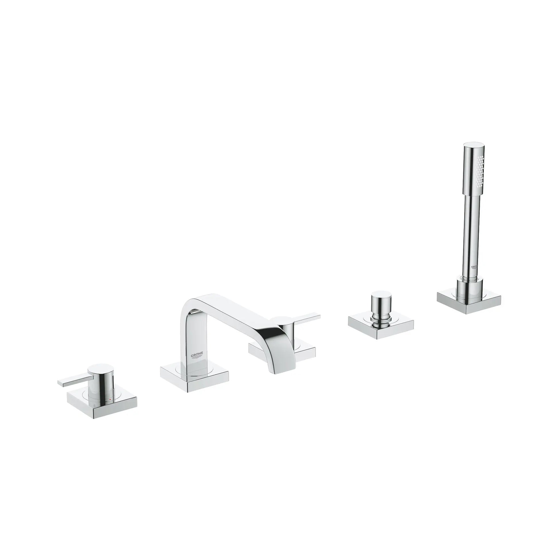 GROHE 25097001 Allure 5-Hole 2-Handle Deck Mount Roman Tub Faucet with 1.75 GPM Hand Shower - Chrome