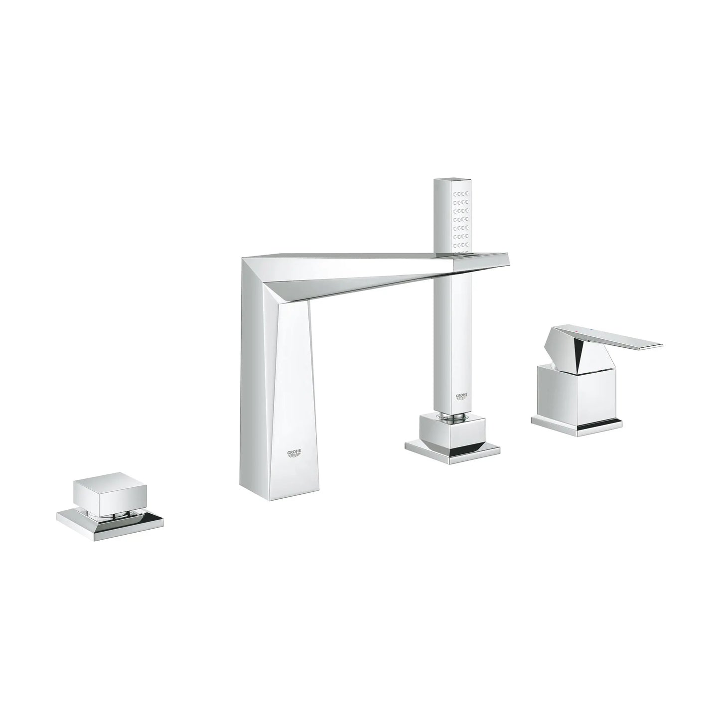 GROHE 19787001 Allure Brilliant 4-Hole Single-Handle Deck Mount Roman Tub Faucet with 1.75 GPM Hand Shower - Chrome