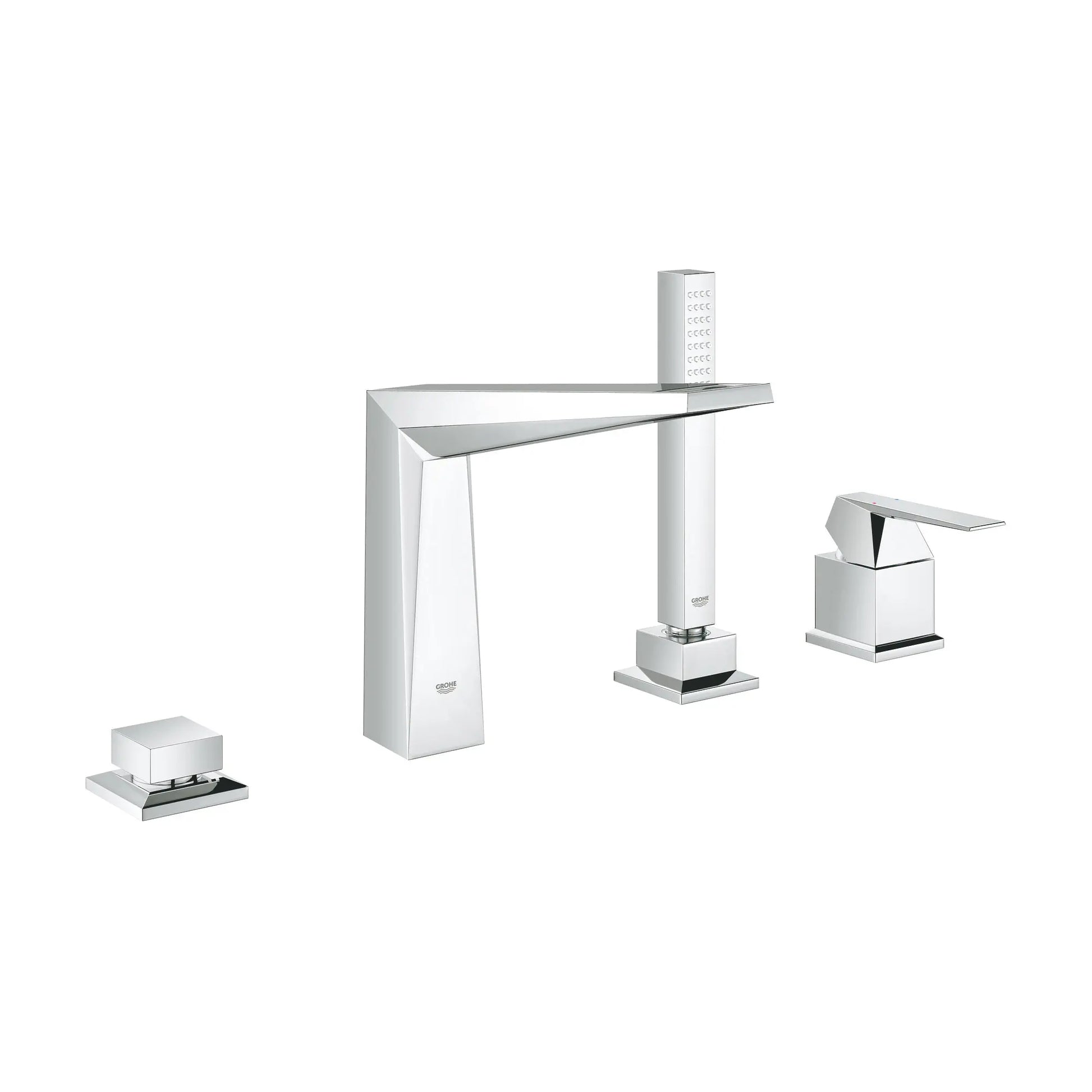 GROHE 19787001 Allure Brilliant 4-Hole Single-Handle Deck Mount Roman Tub Faucet with 1.75 GPM Hand Shower - Chrome