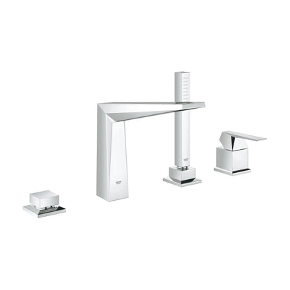 GROHE 19787001 Allure Brilliant 4-Hole Single-Handle Deck Mount Roman Tub Faucet with 1.75 GPM Hand Shower - Chrome