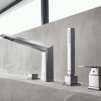 GROHE 19787001 Allure Brilliant 4-Hole Single-Handle Deck Mount Roman Tub Faucet with 1.75 GPM Hand Shower - Chrome