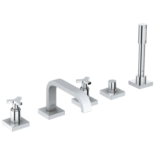 GROHE 25083001 Allure 5-Hole 2-Handle Deck Mount Roman Tub Faucet with 1.75 GPM Hand Shower - Chrome