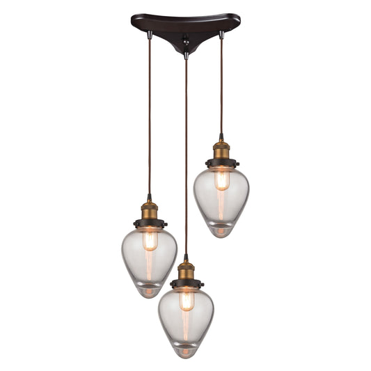 ELK SHOWROOM 16325/3 Bartram 15'' Wide 3-Light Pendant - Antique Brass