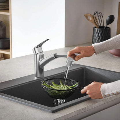 GROHE 30306DC1 Eurosmart Single-Handle Dual Spray Pull-Out Kitchen Faucet 1.75 gpm - Supersteel