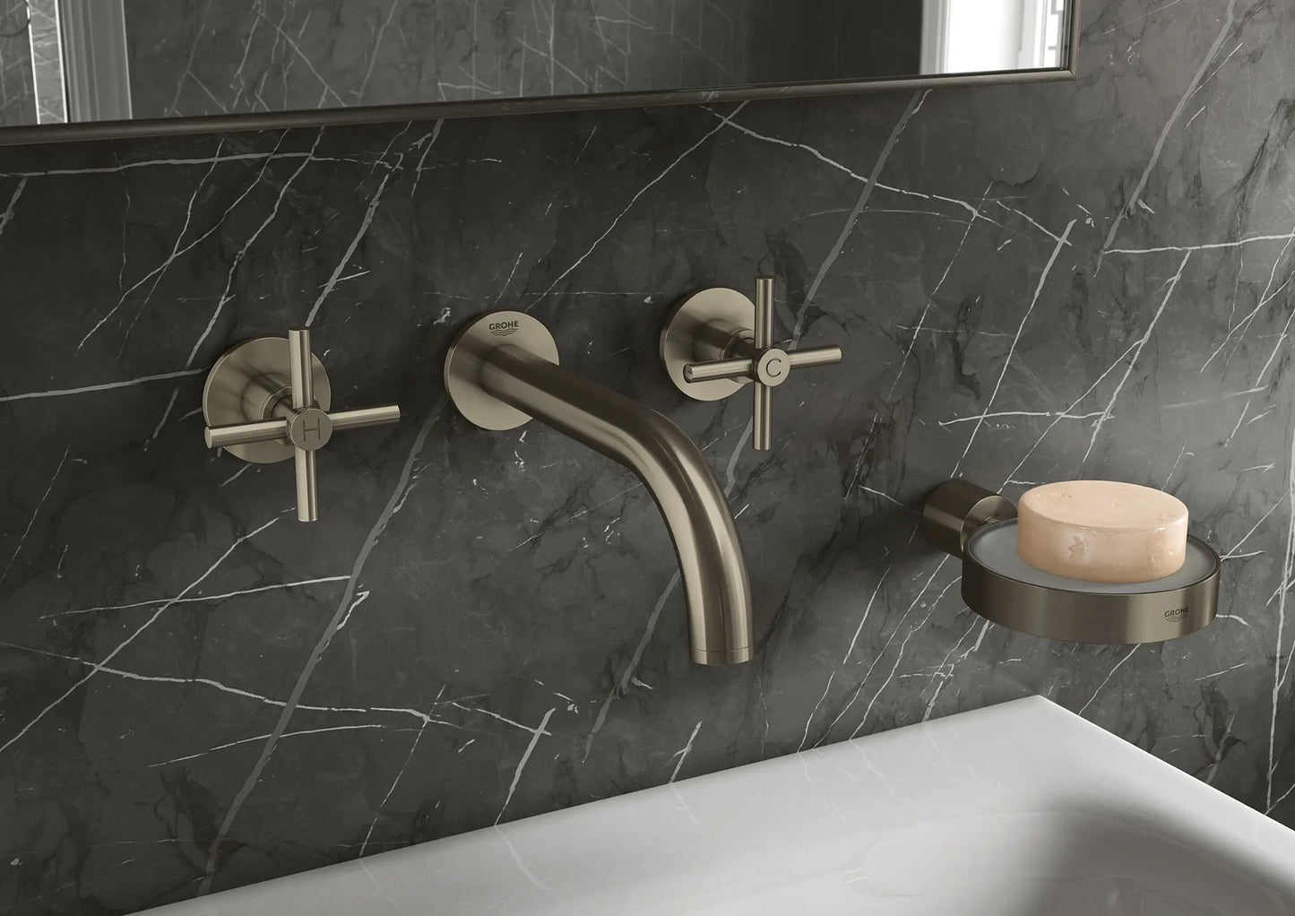 GROHE 20173EN3 Atrio New 2-Handle Wall-Mount Faucet 1.2 GPM - Brushed Nickel