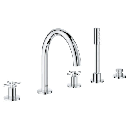 GROHE 25049003 Atrio New 5-Hole 2-Handle Deck Mount Roman Tub Faucet with 1.75 GPM Hand Shower - Chrome