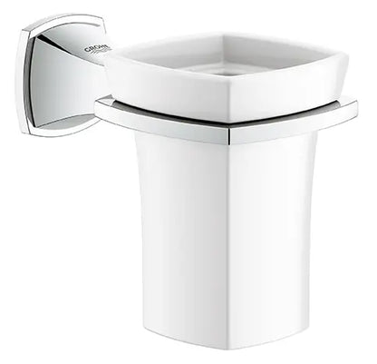 GROHE 40626000 Grandera Ceramic Tumbler with Holder - Chrome