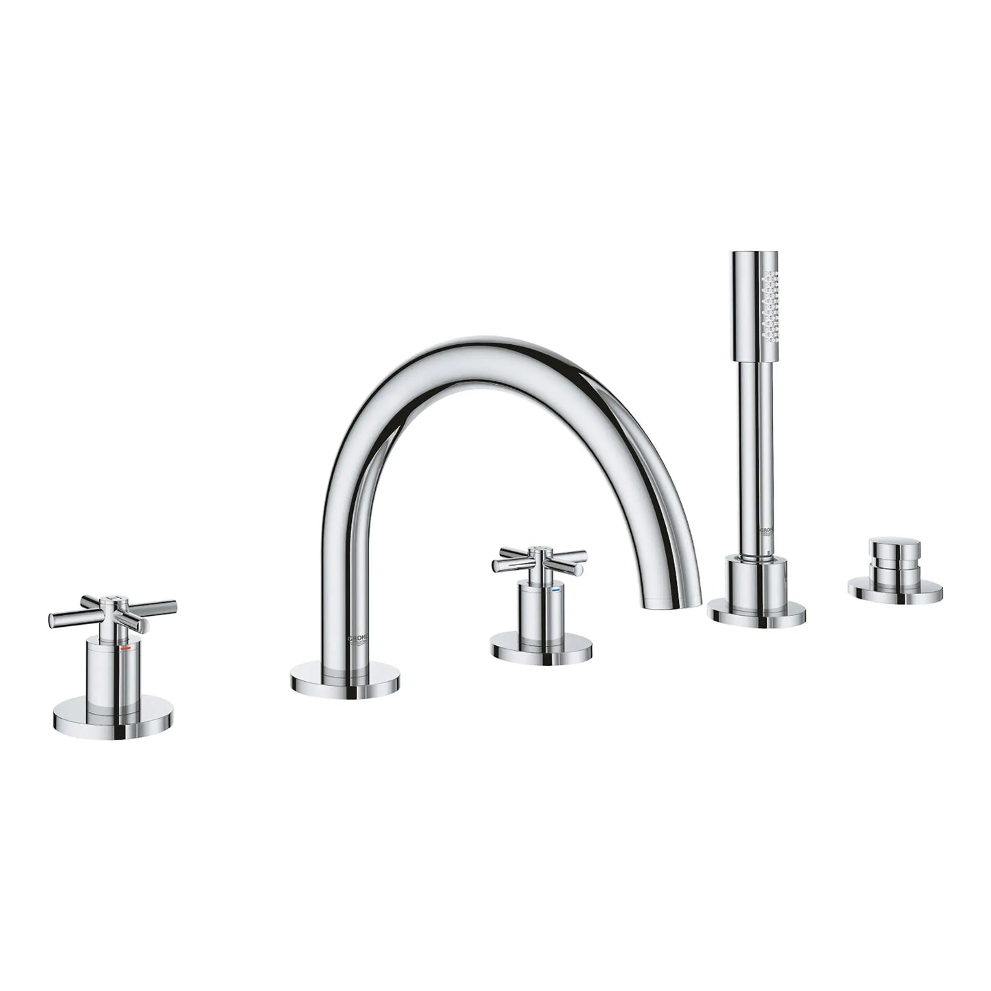 GROHE 25049003 Atrio New 5-Hole 2-Handle Deck Mount Roman Tub Faucet with 1.75 GPM Hand Shower - Chrome