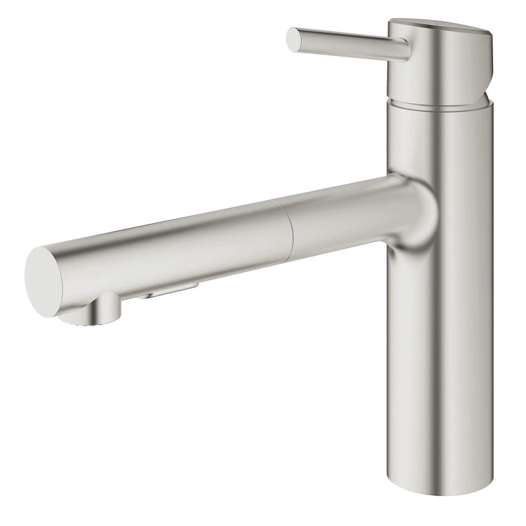 GROHE 31453DC1 Concetto Single-Handle Pull-Out Kitchen Faucet Dual Spray 1.5 GPM - Supersteel