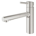 GROHE 31453DC1 Concetto Single-Handle Pull-Out Kitchen Faucet Dual Spray 1.5 GPM - Supersteel