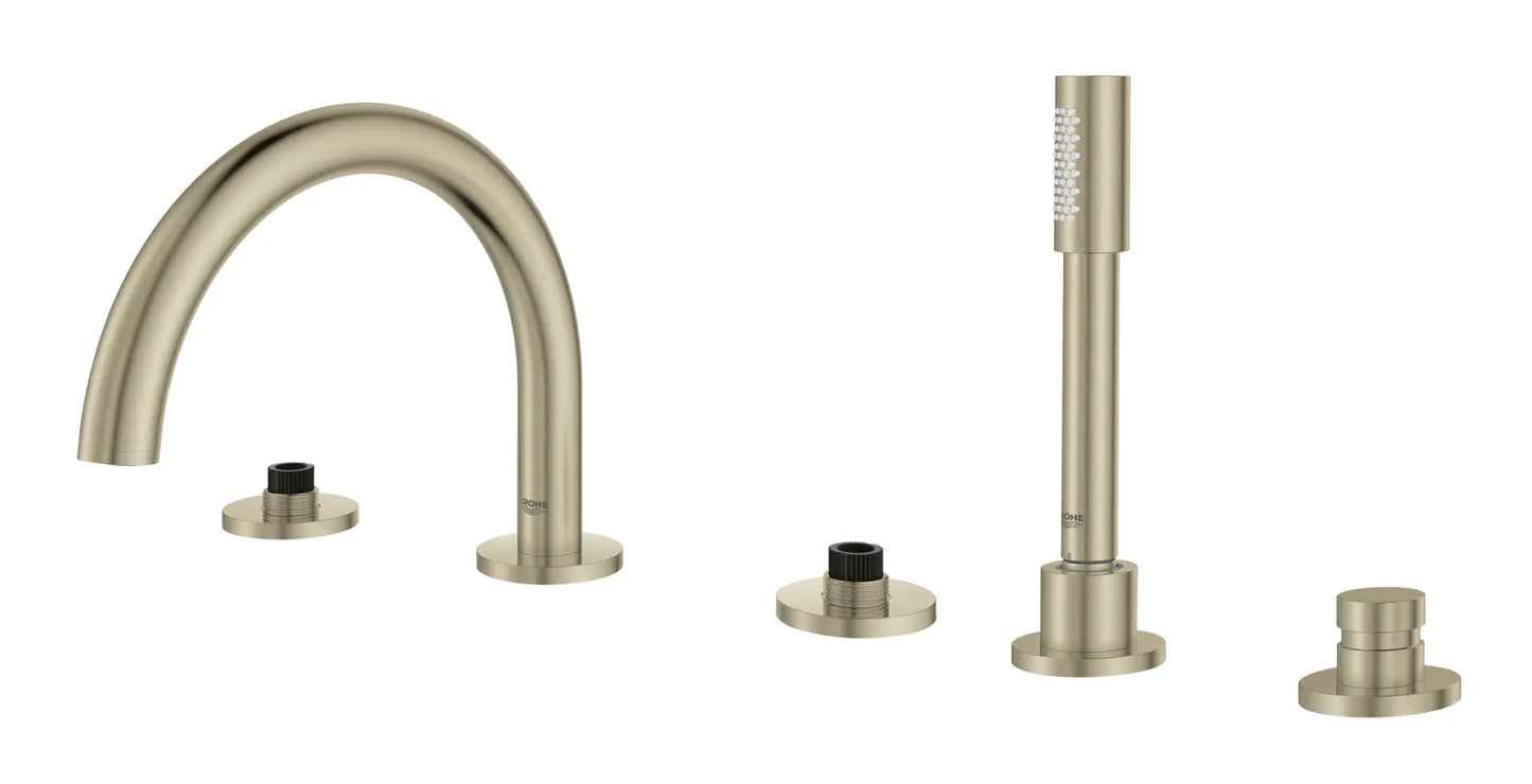 GROHE 25049EN3 Atrio New 5-Hole 2-Handle Deck Mount Roman Tub Faucet with 1.75 GPM Hand Shower - Brushed Nickel