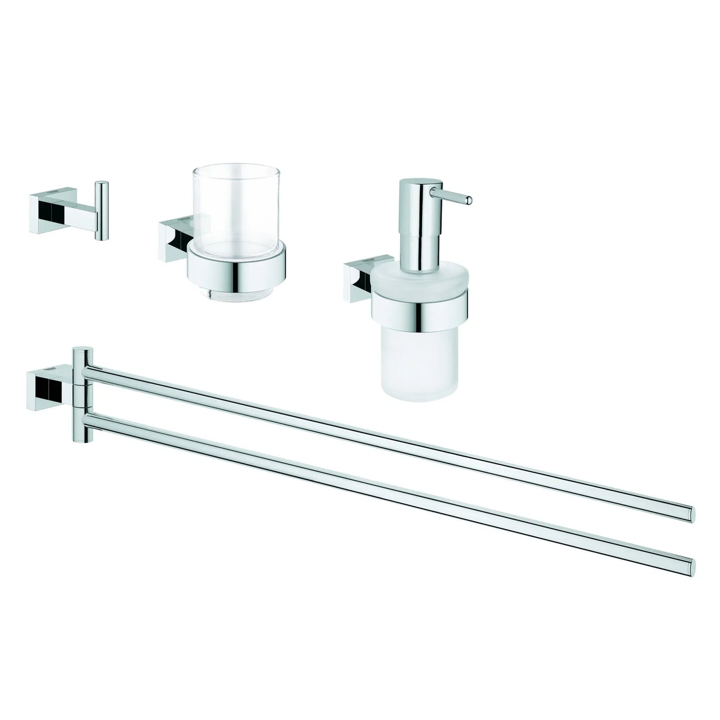 GROHE 40847001 Essentials Cube 4-in-1 Accessory Set - Chrome