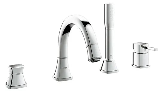 GROHE 19936000 Grandera 4-Hole Single-Handle Deck Mount Roman Tub Faucet with 2.0 GPM Hand Shower - Chrome