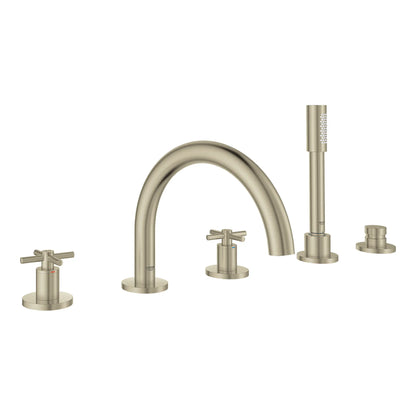 GROHE 25049EN3 Atrio New 5-Hole 2-Handle Deck Mount Roman Tub Faucet with 1.75 GPM Hand Shower - Brushed Nickel