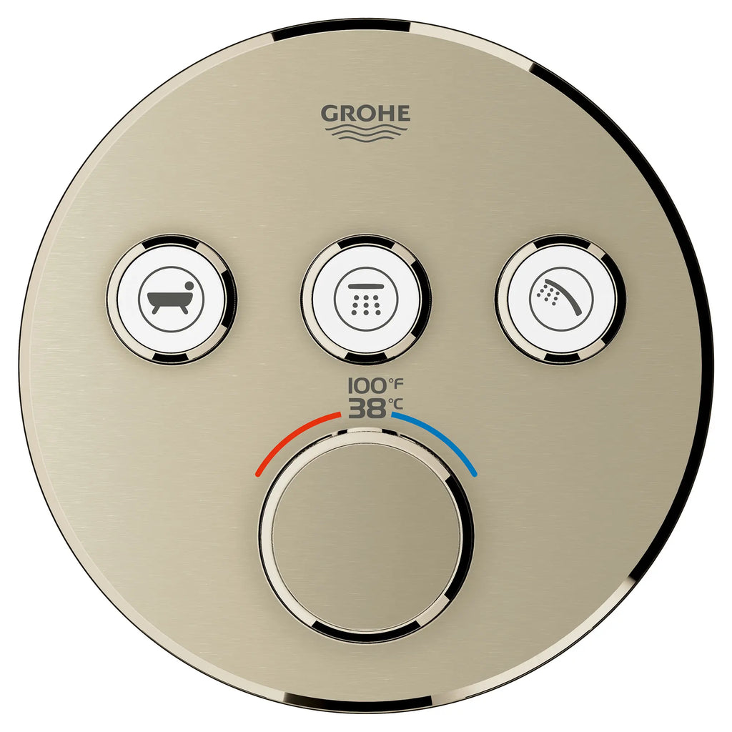 GROHE 29138EN0 Grohtherm Triple Function Thermostatic Valve Trim - Brushed Nickel