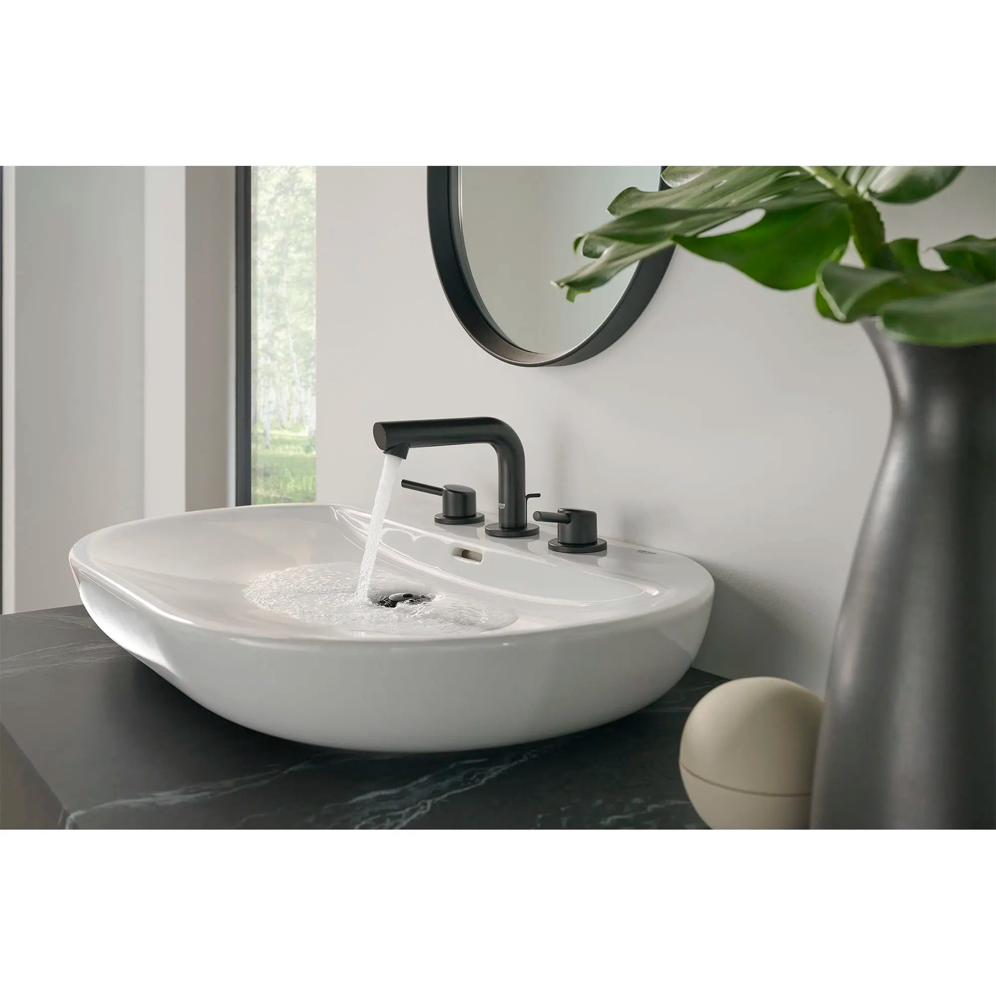 GROHE 205722431 Concetto 8-inch Widespread 2-Handle S-Size Bathroom Faucet, 1.2 GPM - Matte Black