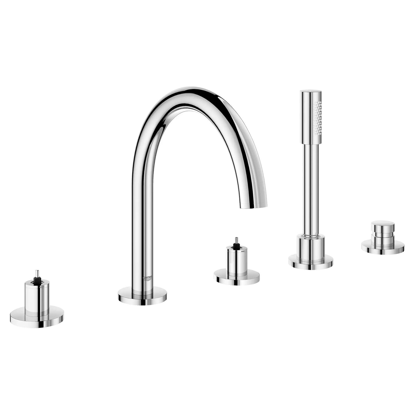 GROHE 25049003 Atrio New 5-Hole 2-Handle Deck Mount Roman Tub Faucet with 1.75 GPM Hand Shower - Chrome