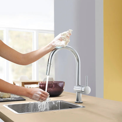 GROHE 31359002 Minta Single-Handle Pull Down Kitchen Faucet Dual Spray 1.75 GPM with Touch Technology - Chrome