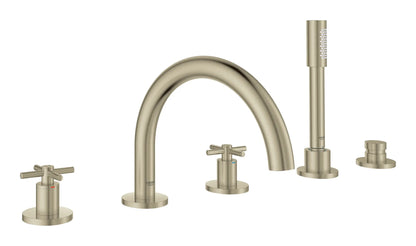 GROHE 25049EN3 Atrio New 5-Hole 2-Handle Deck Mount Roman Tub Faucet with 1.75 GPM Hand Shower - Brushed Nickel