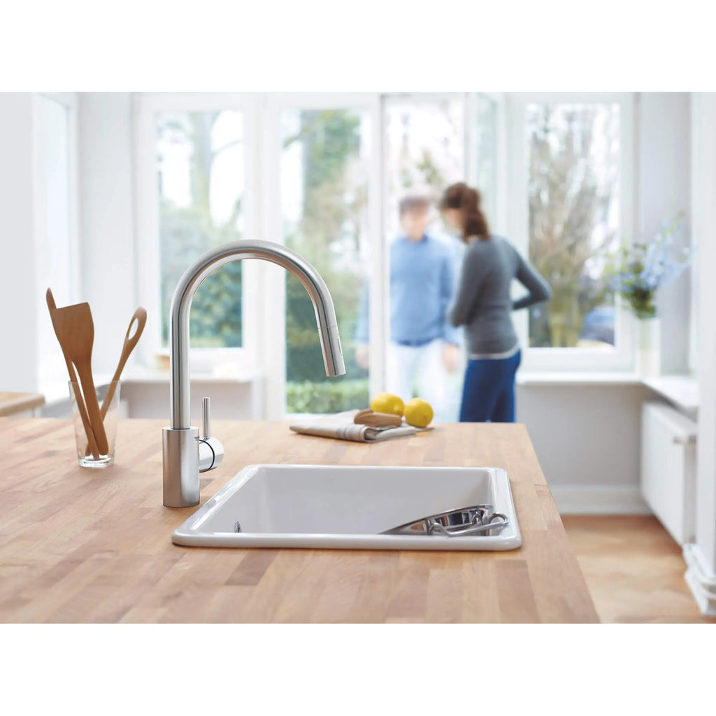 GROHE 32665DC3 Concetto Single-Handle Pull-Down Kitchen Faucet Dual Spray 1.75 GPM - Supersteel