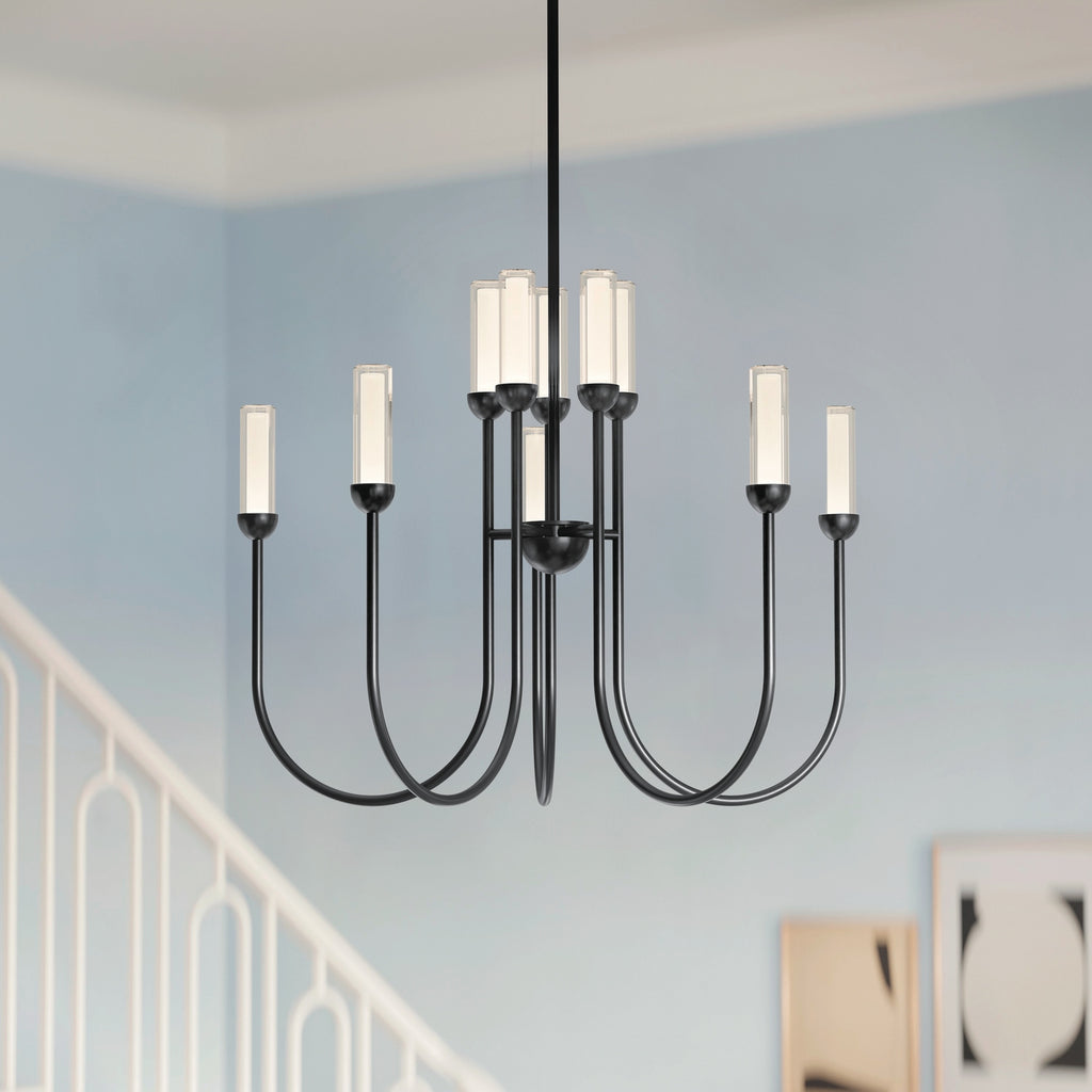 KICHLER 52757BKLED Moraine 30 Inch Led 10 Light 2-Tier Chandelier In Black