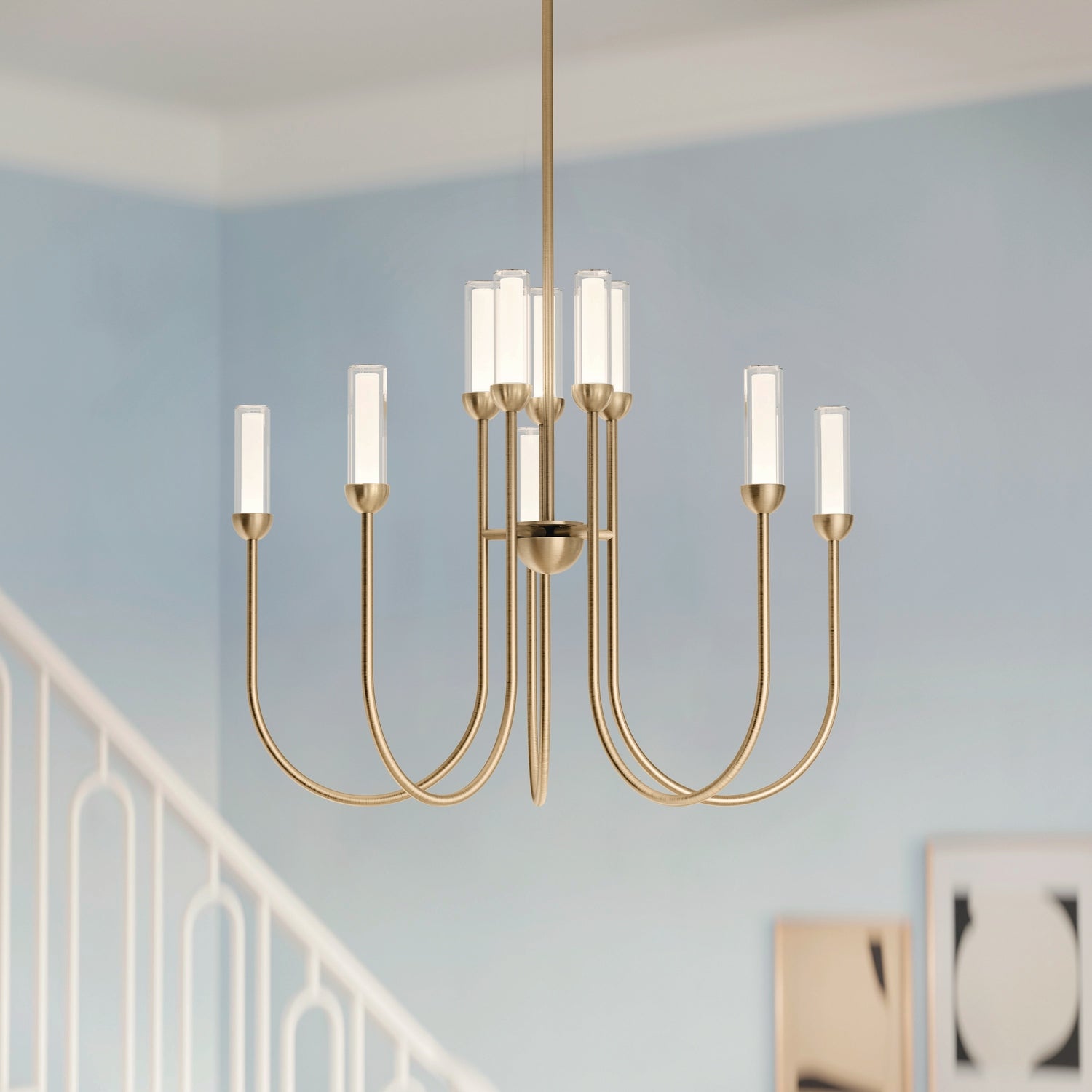 KICHLER 52757CPZLED Moraine 30 Inch Led 10 Light 2-Tier Chandelier In Champagne Bronze
