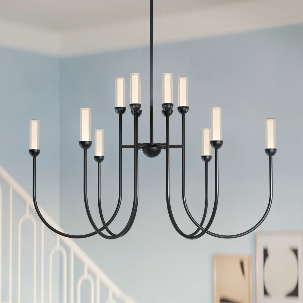 KICHLER 52759BKLED Moraine 40 Inch Led 12 Light 2-Tier Chandelier In Black