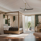 KICHLER 310570CPZ 70 Inch Mylo Ceiling Fan With Satin Etch Cased Opal Glass In Champagne Bronze With Jet Black Wood Blades