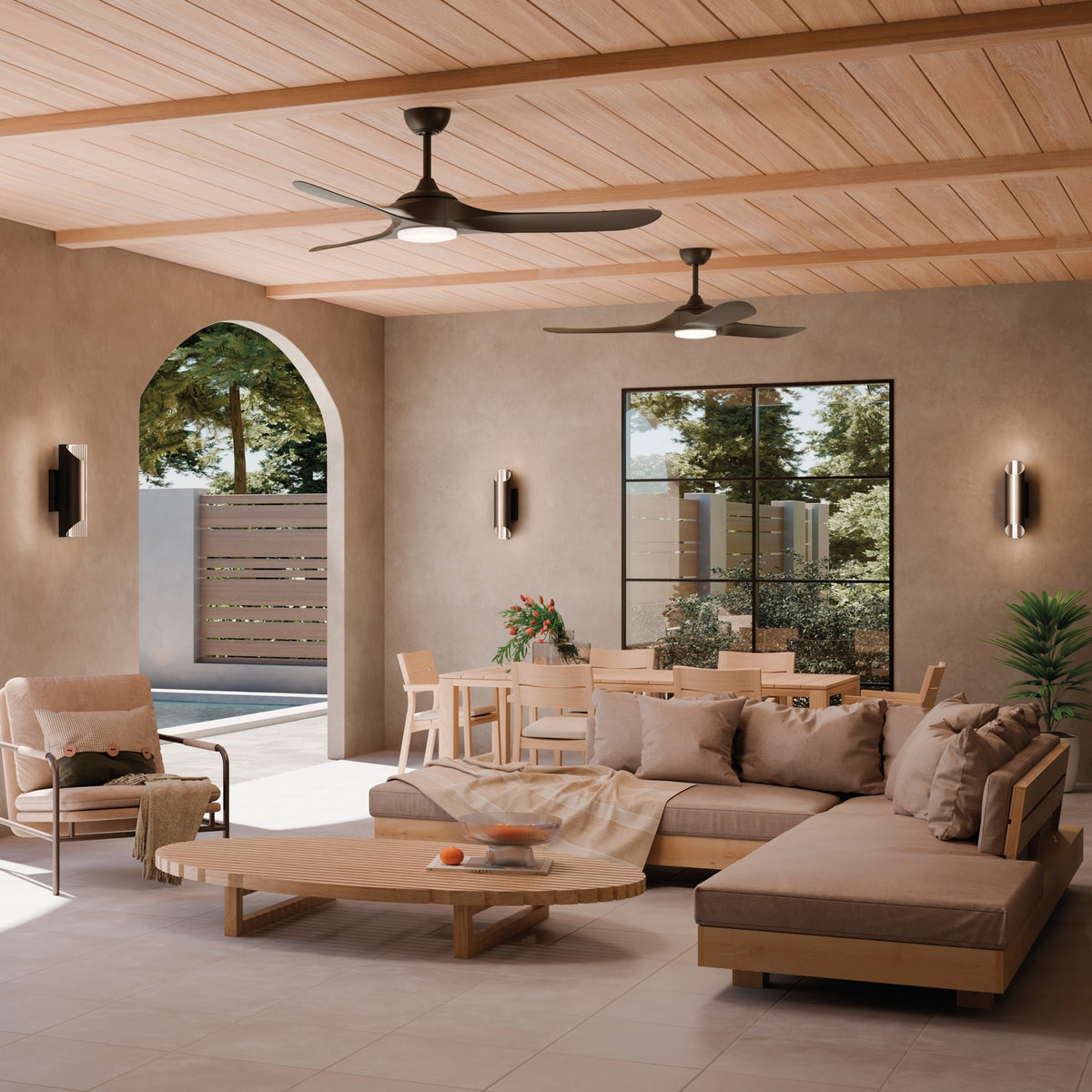 KICHLER 310660SNB 60 Inch Mylo Weather+ Ceiling Fan With Satin Etch Cased Opal Glass In Satin Natural Bronze