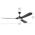 KICHLER 310680SBK 80 Inch Mylo Weather+ Ceiling Fan With Satin Etch Cased Opal Glass In Satin Black