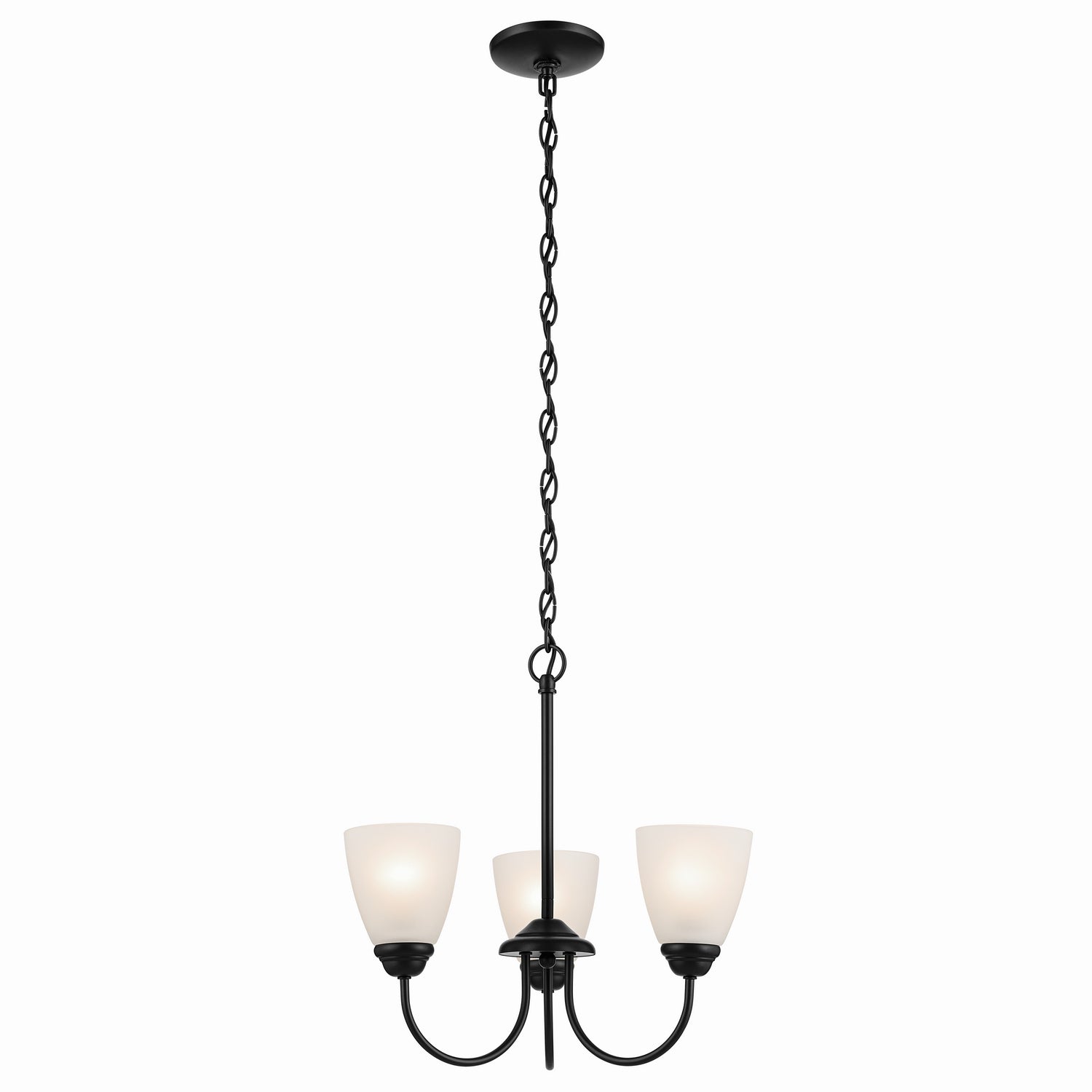 KICHLER 43637BK Jolie 3-Light Mini Chandelier With Satin Etched Glass In Black