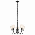 KICHLER 43638BK Jolie 5-Light Chandelier With Satin Etched Glass In Black