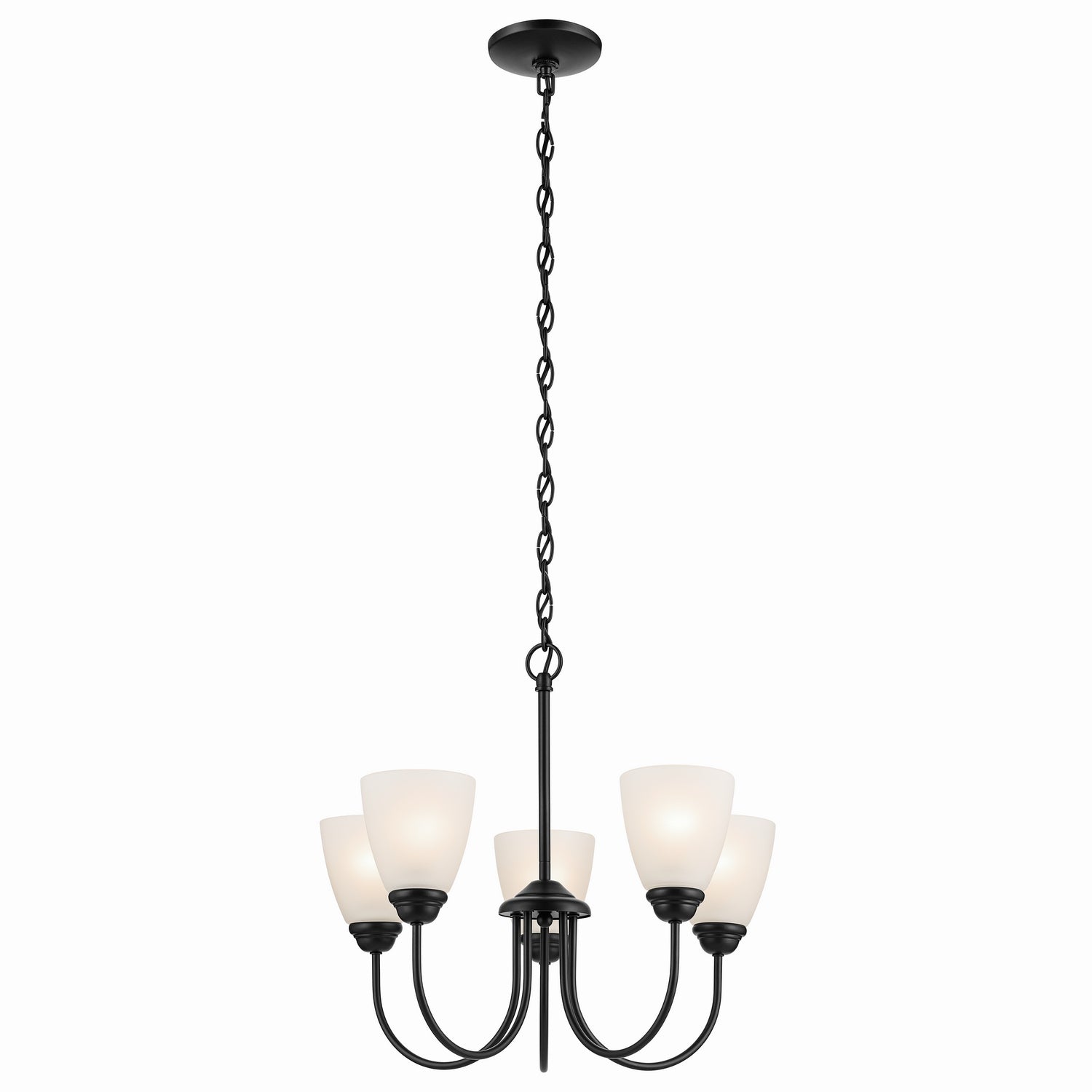 KICHLER 43638BK Jolie 5-Light Chandelier With Satin Etched Glass In Black