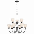 KICHLER 43639BK Jolie 9-Light Chandelier With Satin Etched Glass In Black