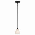 KICHLER 43640BK Jolie 1-Light Mini Pendant With Satin Etched Glass In Black