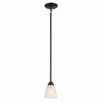 KICHLER 43640BK Jolie 1-Light Mini Pendant With Satin Etched Glass In Black