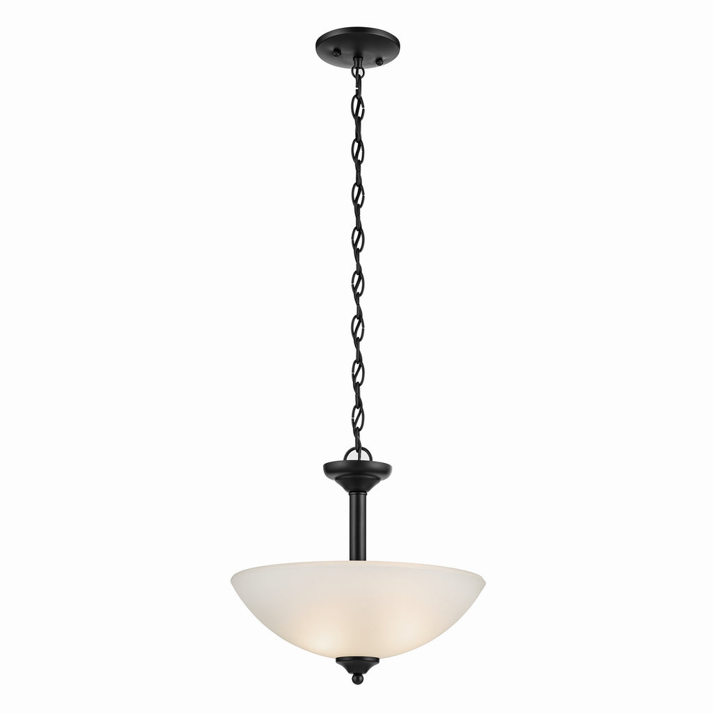 KICHLER 43641BK Jolie 2-Light Pendant Semi Flush With Satin Etched Glass In Black