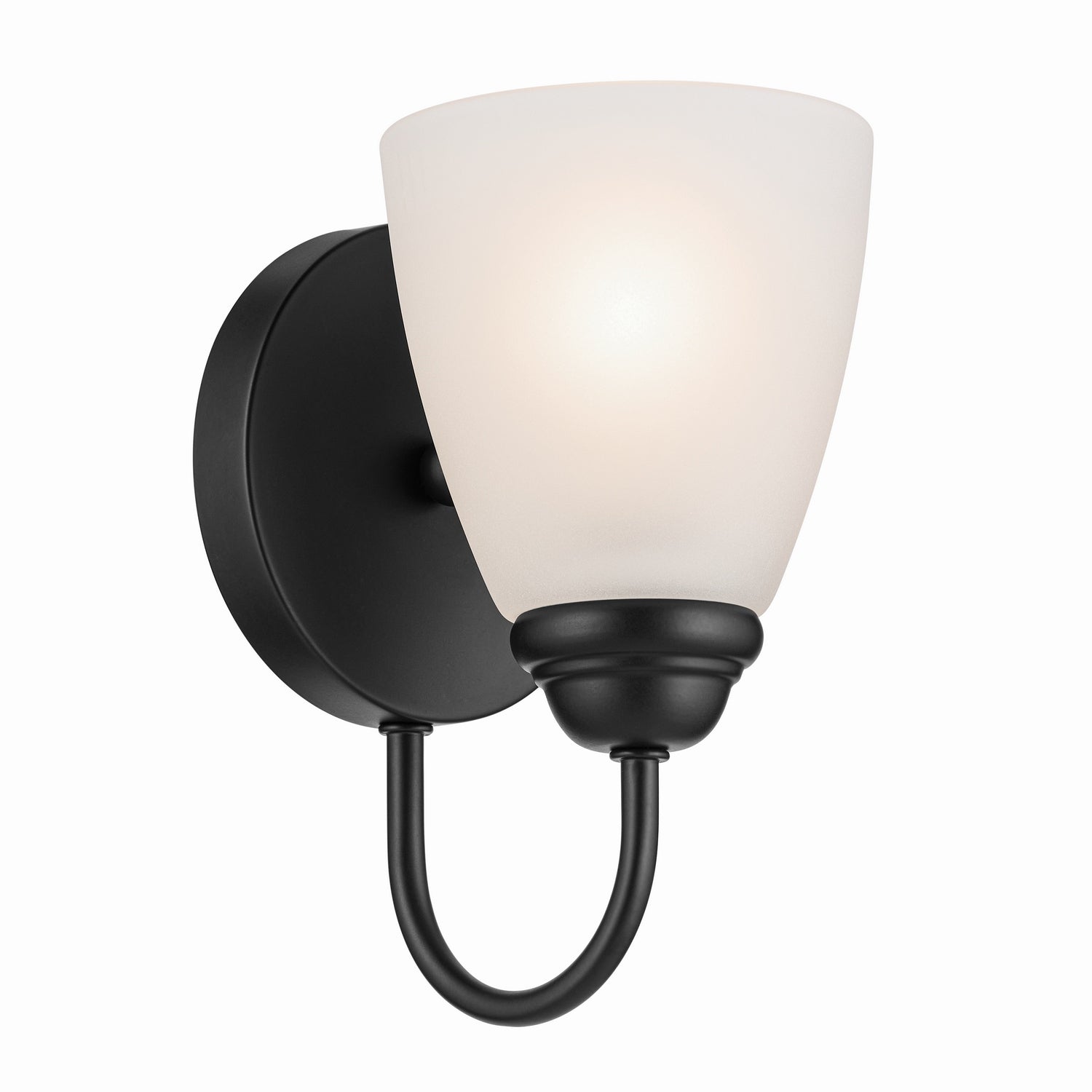 KICHLER 45637BK Jolie 1-Light Wall Sconce With Satin Etched Glass In Black
