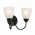 KICHLER 45638BK Jolie 2-Light Vanity Light With Satin Etched Glass In Black