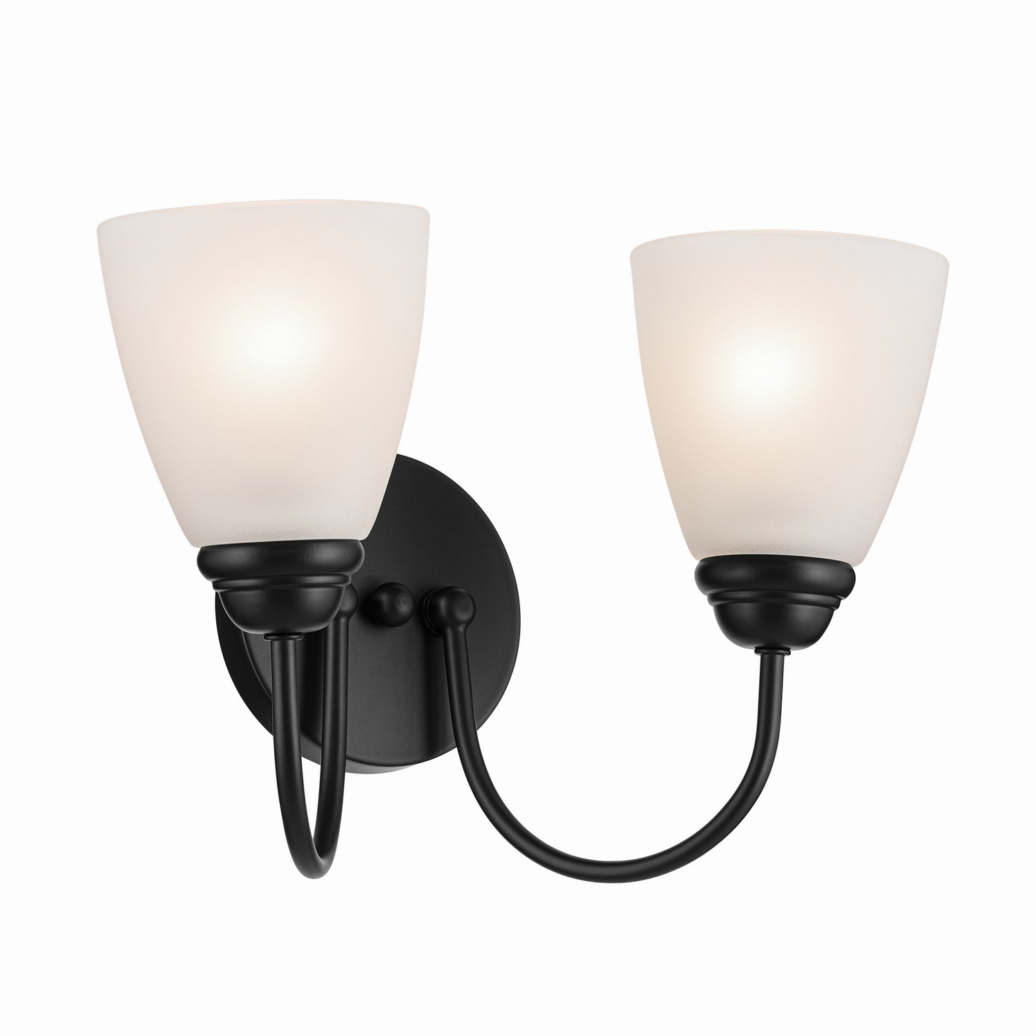 KICHLER 45638BK Jolie 2-Light Vanity Light With Satin Etched Glass In Black