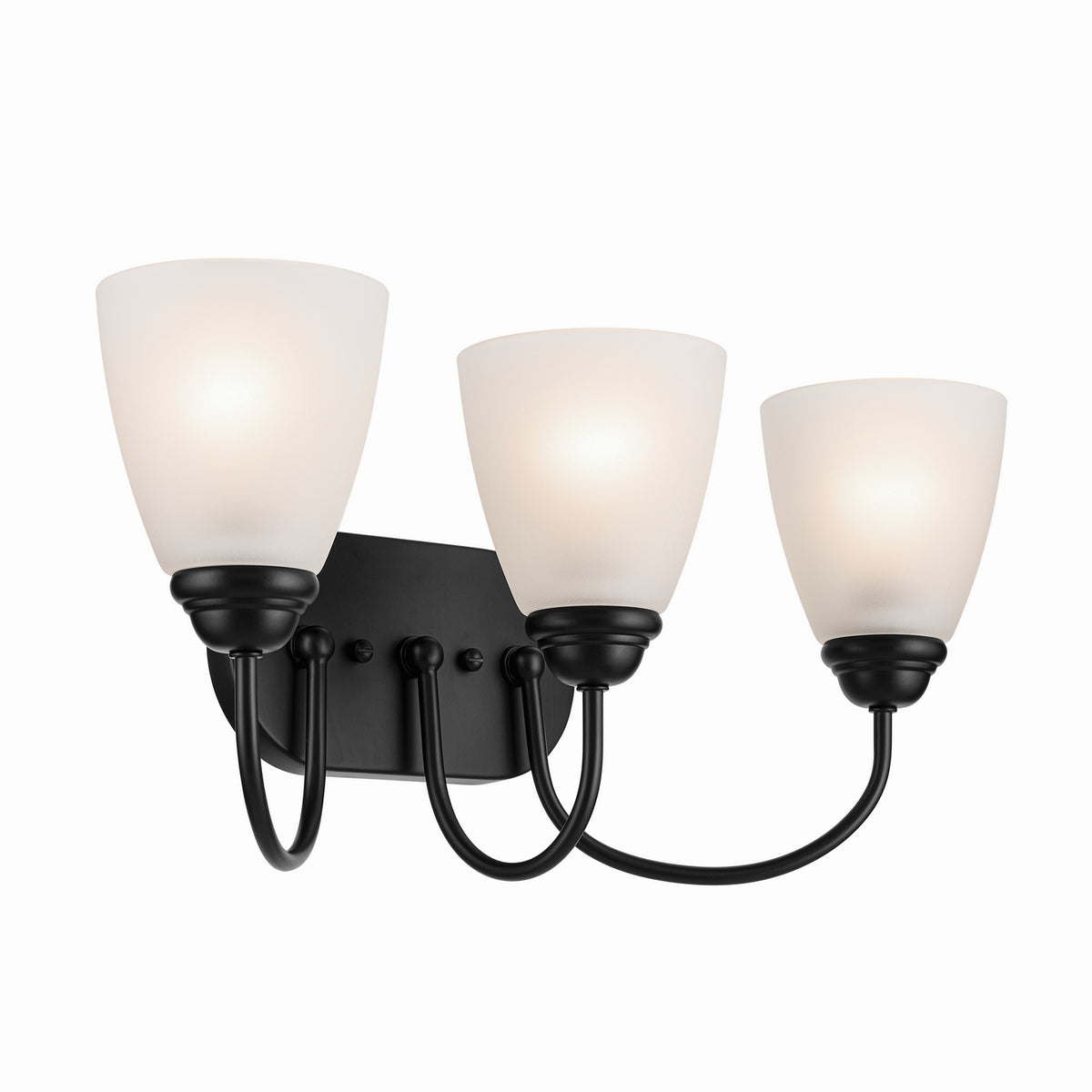 KICHLER 45639BK Jolie 3-Light Vanity Light With Satin Etched Glass In Black