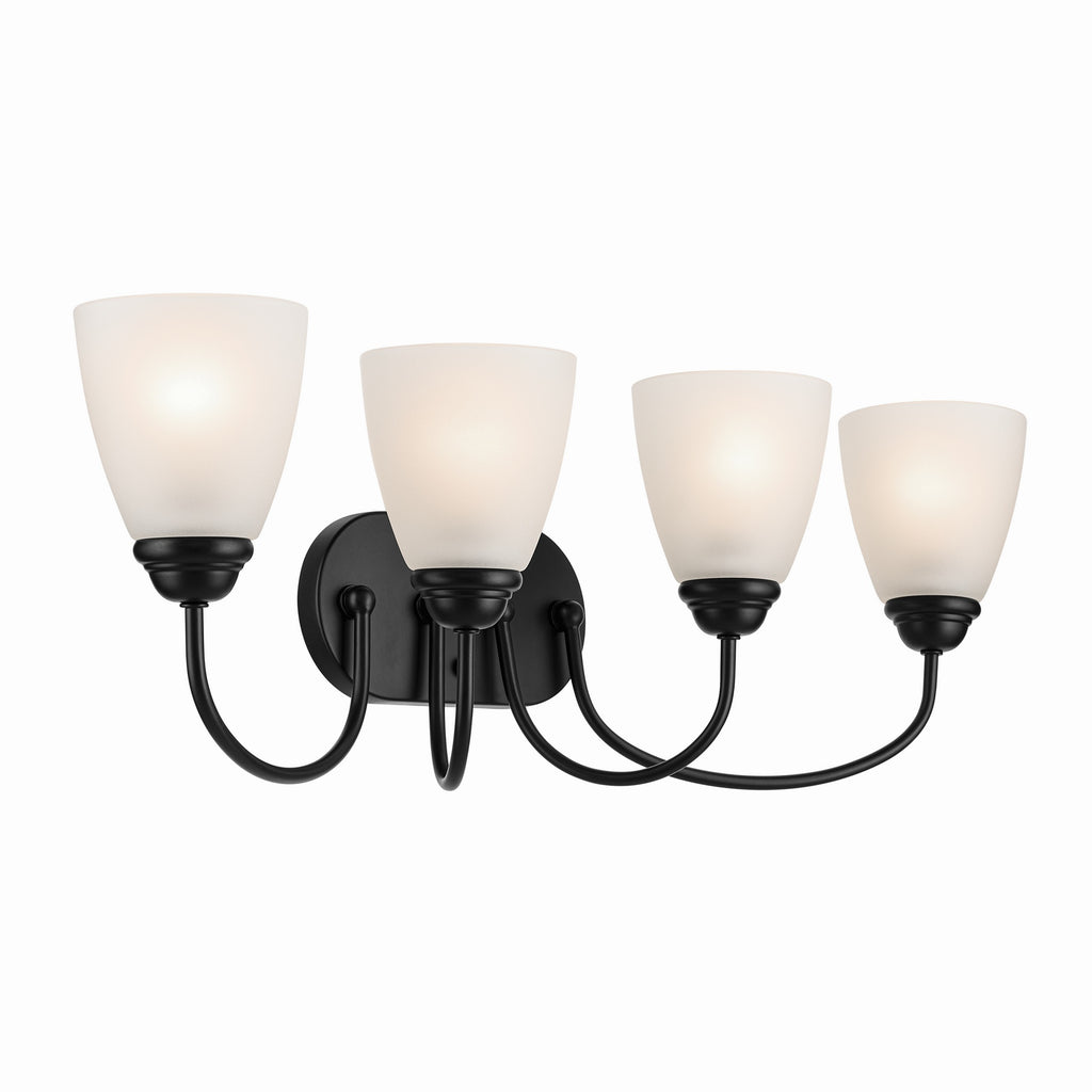 KICHLER 45640BK Jolie 4-Light Vanity Light With Satin Etched Glass In Black