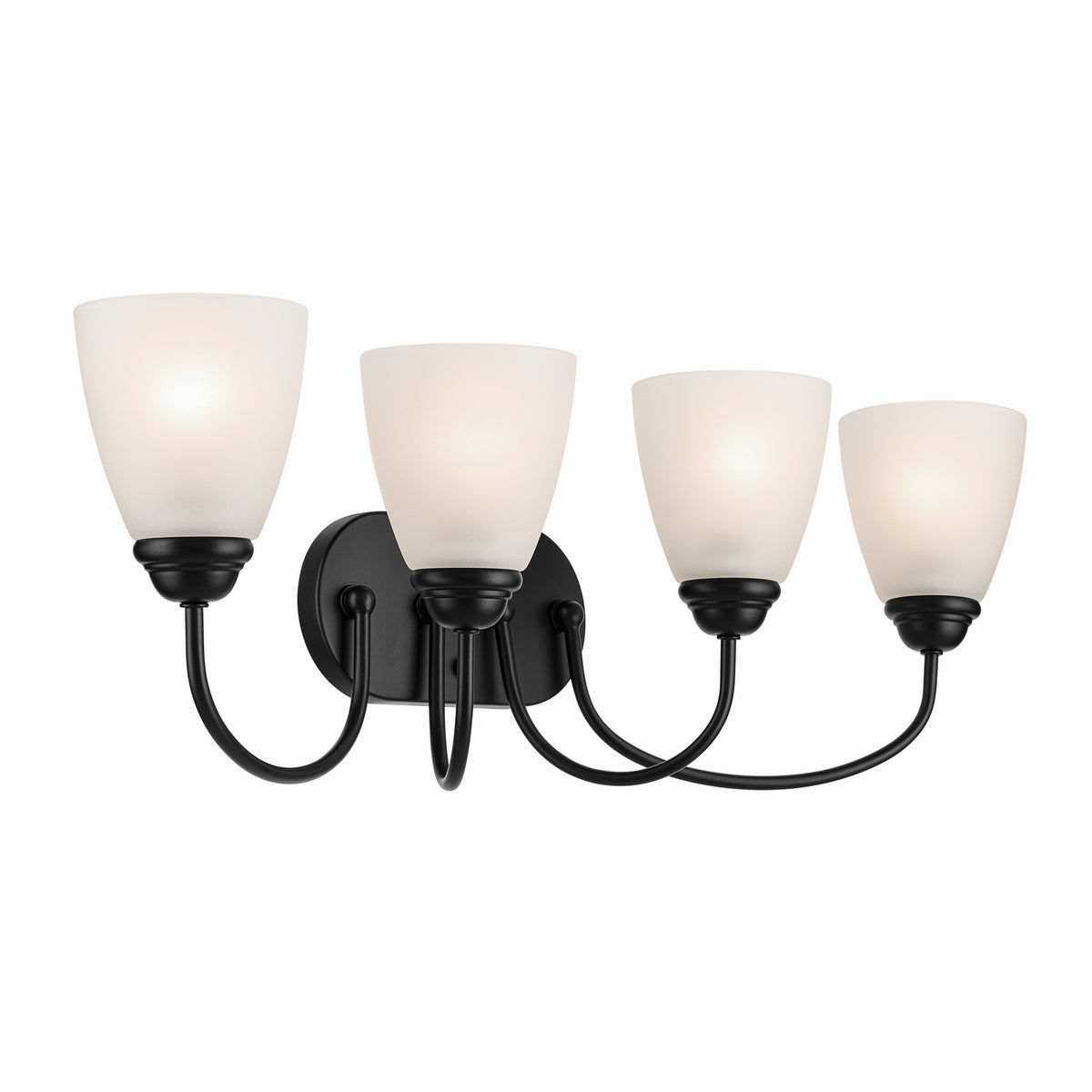 KICHLER 45640BK Jolie 4-Light Vanity Light With Satin Etched Glass In Black