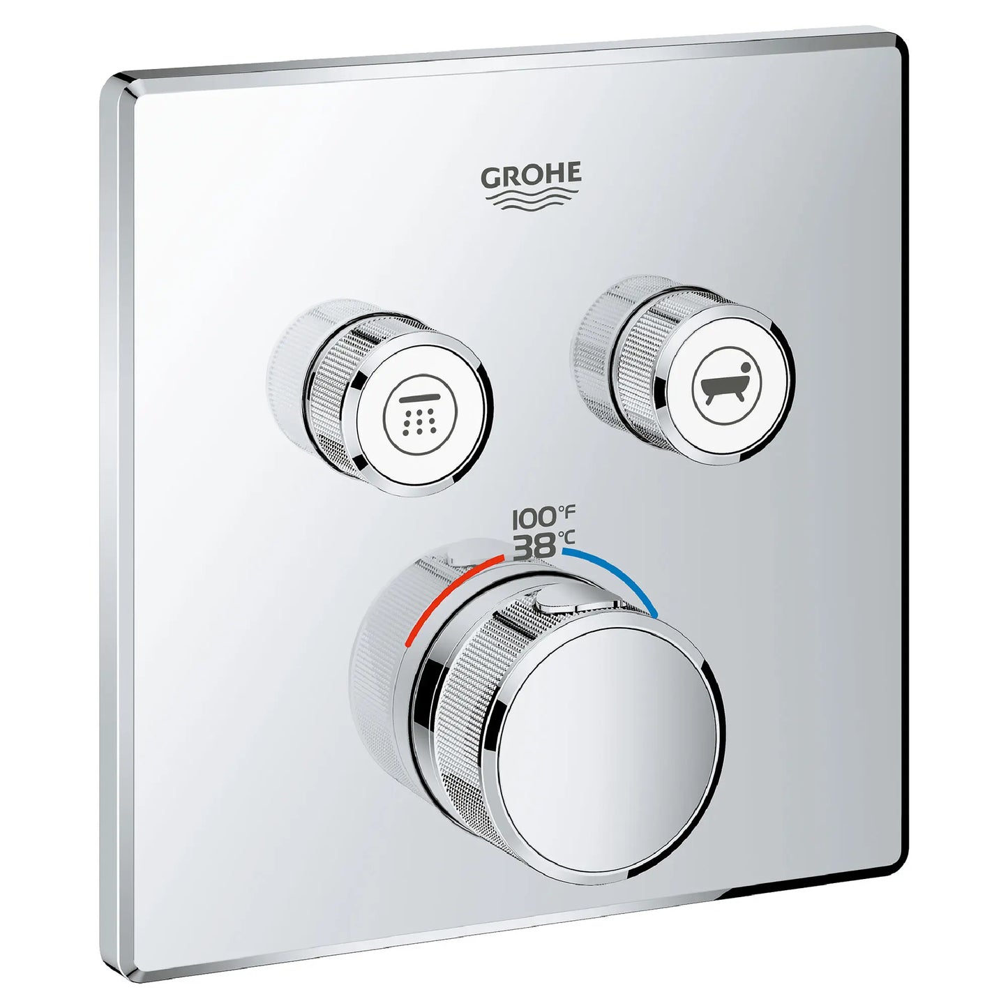 GROHE Grohtherm Dual Function Thermostatic Valve Trim - Chrome, 29141000