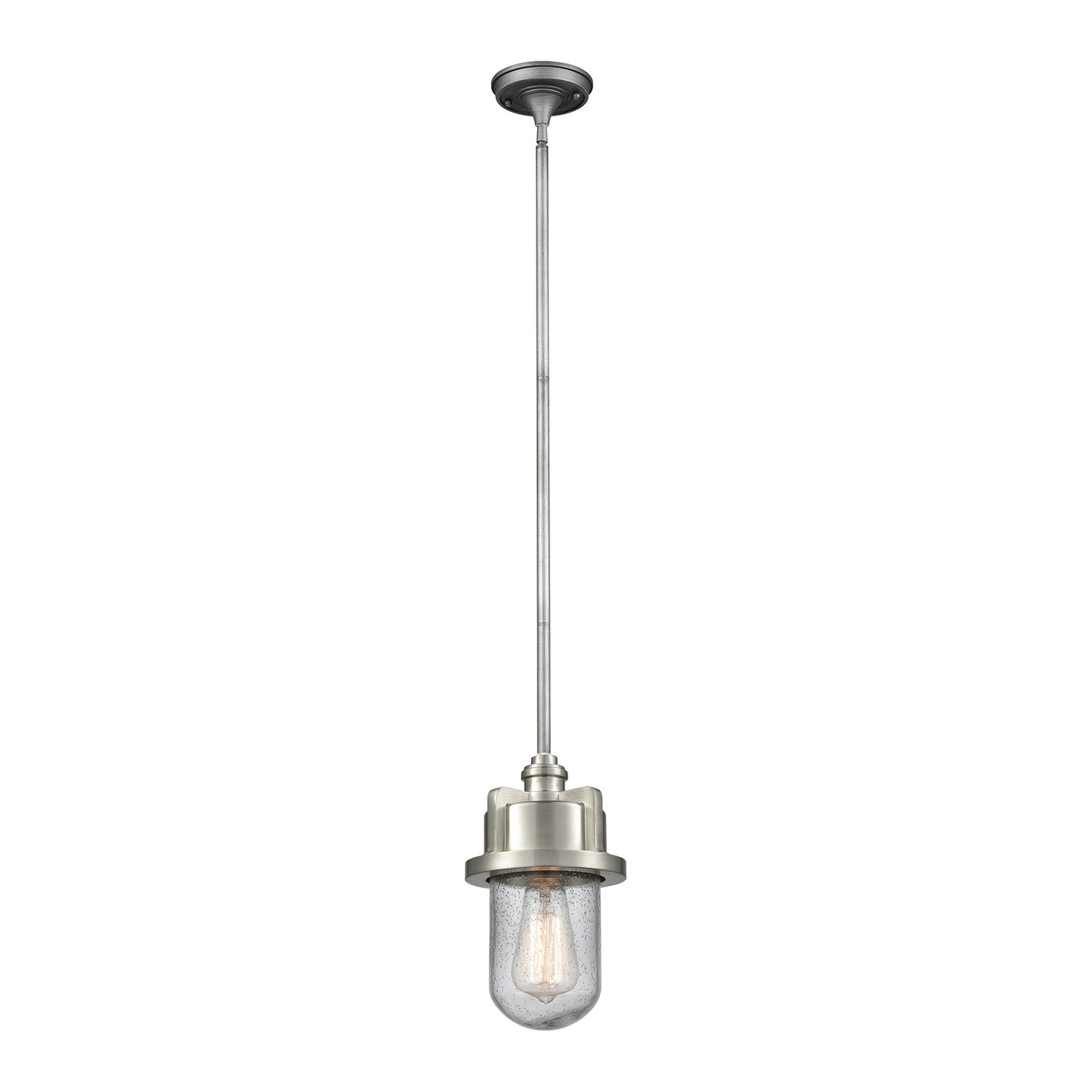 ELK SHOWROOM 16501/1 Briggs 1-Light Mini Pendant in Weathered Zinc and Satin Nickel with Seedy Glass